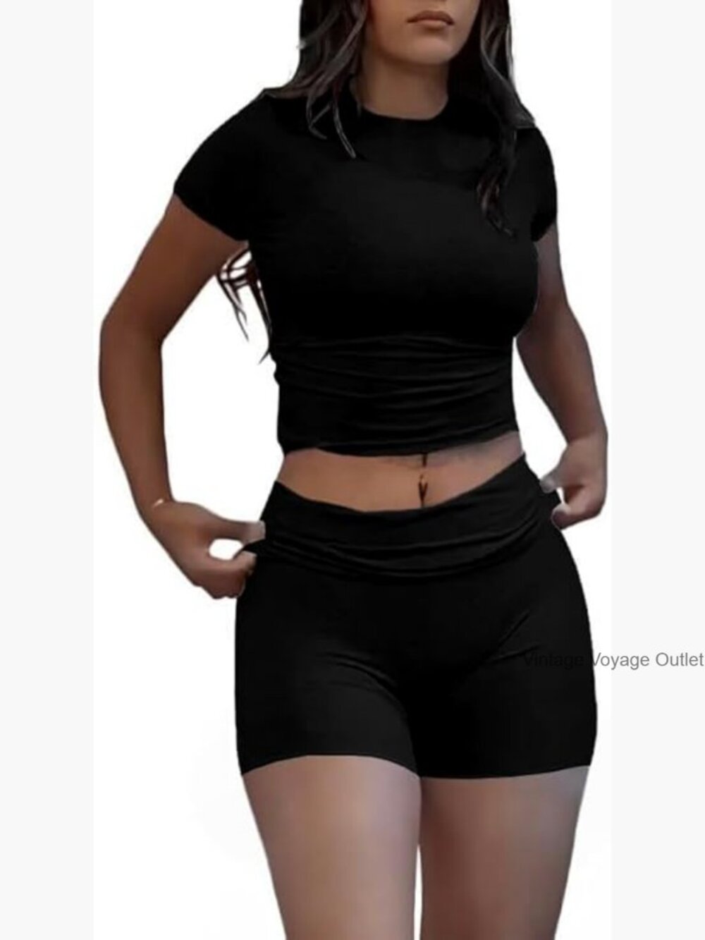 Two Piece Lounge Set Short Sleeve Crew Neck Lounge Wear
